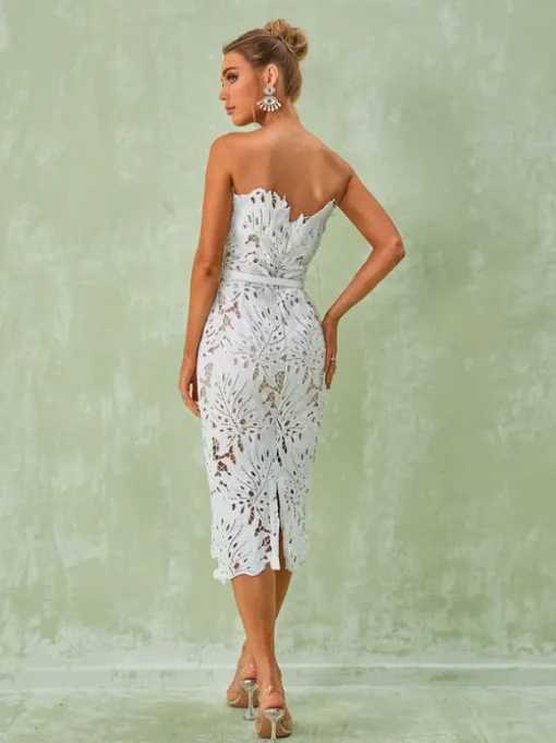 Despina White Lace Midi Dress