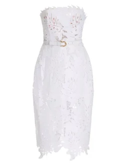 Despina White Lace Midi Dress