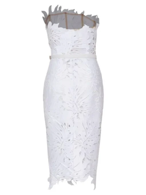 Despina White Lace Midi Dress