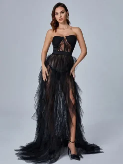 Dorothy Tulle Maxi Dress In Black
