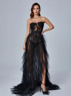 Dorothy Tulle Maxi Dress In Black