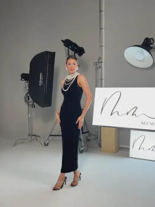 Dustin High Neck Pearl Embellished Maxi Dress