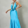 Dymphna Draped Neck Satin Maxi Dress