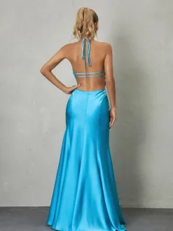 Dymphna Draped Neck Satin Maxi Dress