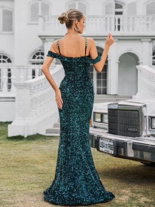 Dyvora Spaghetti Embellished Maxi Dress