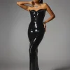 Eadward Strapless Metallic Midi Dress In Black