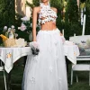 Edimeia High Neck Flower Mesh Skirt Set