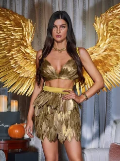Eir Feather Trimmed Skirt Set