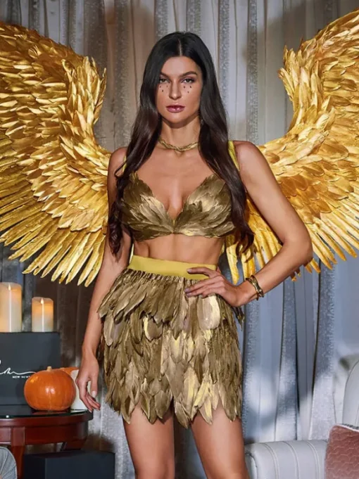 Eir Feather Trimmed Skirt Set