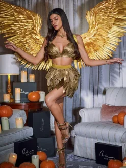 Eir Feather Trimmed Skirt Set