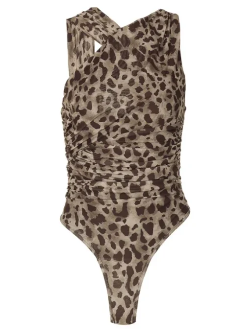 Elemer Leopard Ruched Bodysuit