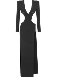 Elettra Cutout Crystal Split Bandage Dress