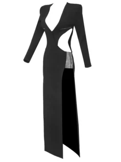 Elettra Cutout Crystal Split Bandage Dress