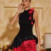 Eliette Sleeveless Flower Ruched Mini Dress