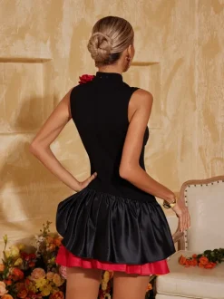 Eliette Sleeveless Flower Ruched Mini Dress