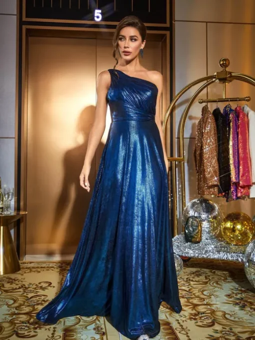 Emeline One Shoulder Satin Maxi Dress