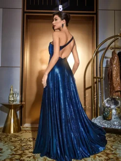 Emeline One Shoulder Satin Maxi Dress