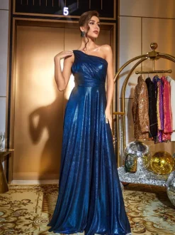 Emeline One Shoulder Satin Maxi Dress