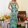 Ennis Strapless Flower Embellished Maxi Dress