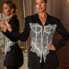 Eormenburh Deconstructed Lace Lapel Blazer In Black
