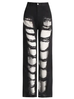 Ephraim Diamond Mesh Denim Pants