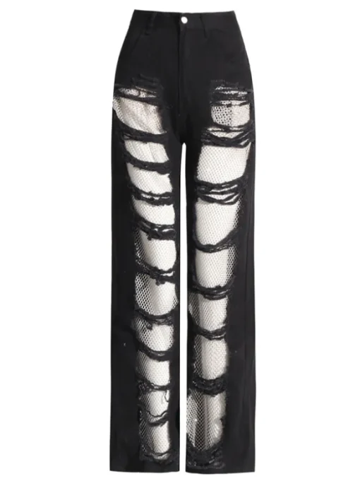 Ephraim Diamond Mesh Denim Pants
