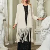 Esclarmonde V Neck Fringe Woolen Coat