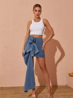 Eufemia Rose Draped Denim Skirt