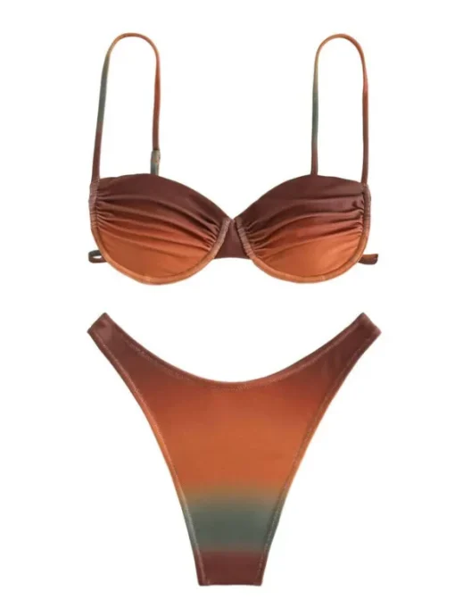 Eva Ombre Ombre Bikini Two Piece Set In Coffee