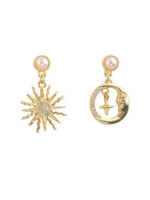 Evelina Pearl Sun Earrings