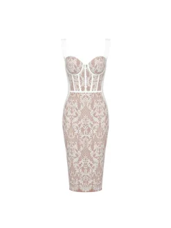 Finbar Lace Bandage Dress In White