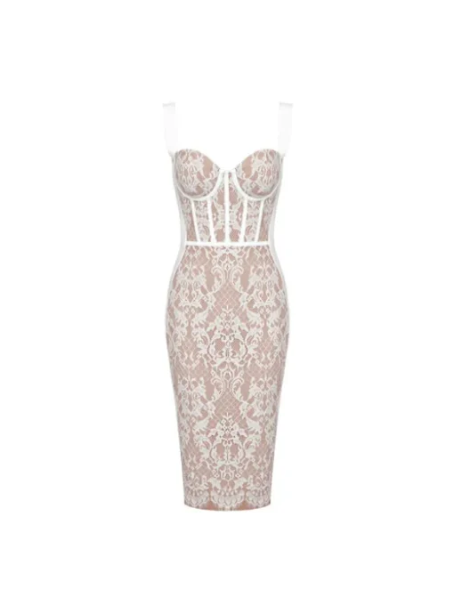 Finbar Lace Bandage Dress In White