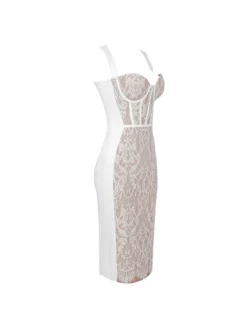 Finbar Lace Bandage Dress In White