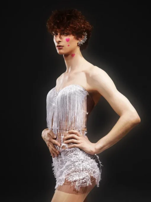 Gadiel Strapless Sequin Corset Mesh Dress