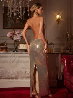 Gaiwan Cutout Sequin Maxi Dress