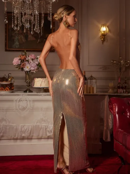 Gaiwan Cutout Sequin Maxi Dress