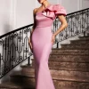 Galette One Shoulder Bow Bandage Maxi Dress