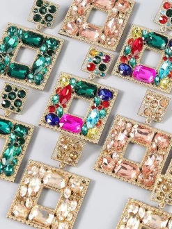 Gem Door Knocker Statement Earrings