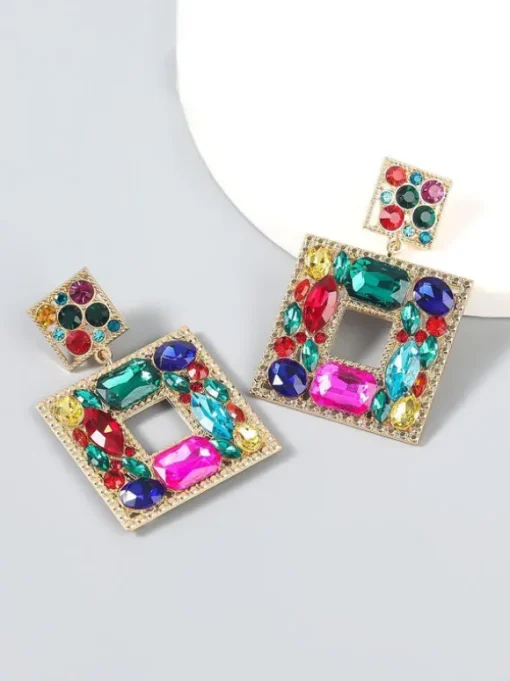 Gem Door Knocker Statement Earrings