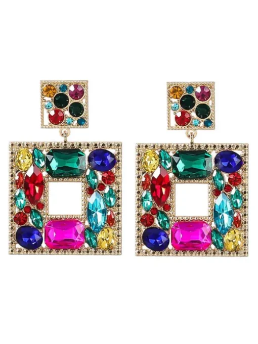 Gem Door Knocker Statement Earrings