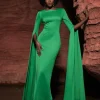 Gertie Long Sleeve Cutout Maxi Dress In Green