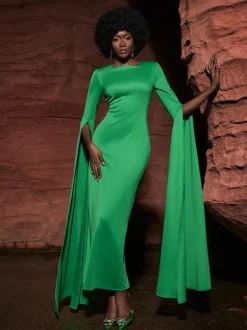 Gertie Long Sleeve Cutout Maxi Dress In Green