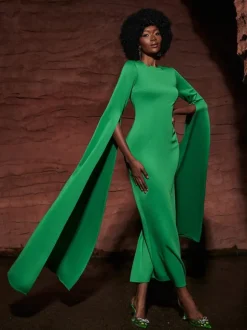 Gertie Long Sleeve Cutout Maxi Dress In Green