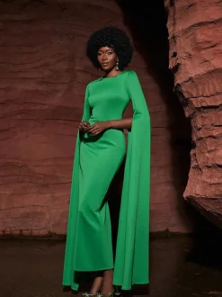 Gertie Long Sleeve Cutout Maxi Dress In Green