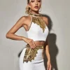 Glennette Halterneck Sequin Beaded Top