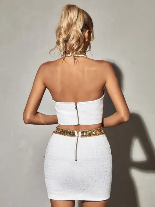 Glennette Halterneck Sequin Beaded Top
