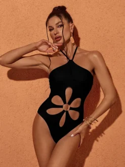 Hagar Cutout One Piece Swimsuit In Black