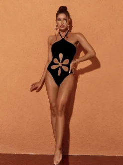 Hagar Cutout One Piece Swimsuit In Black