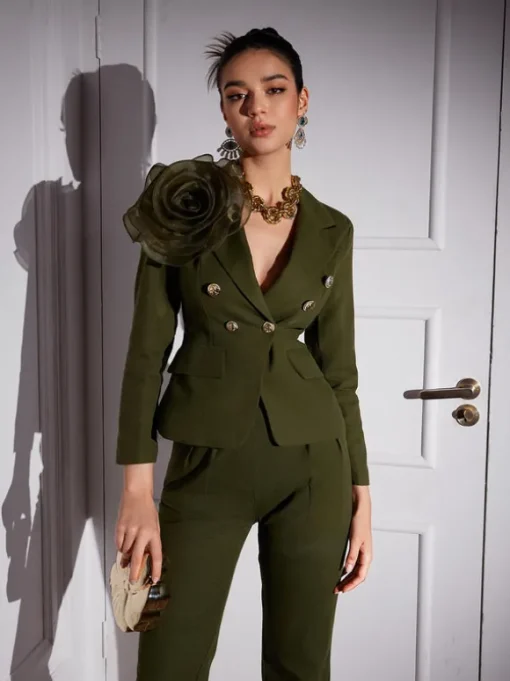 Halcyon Tulle Flower Button Blazer Set