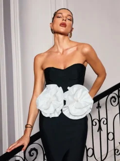Hamill Strapless Flower Bandage Maxi Dress